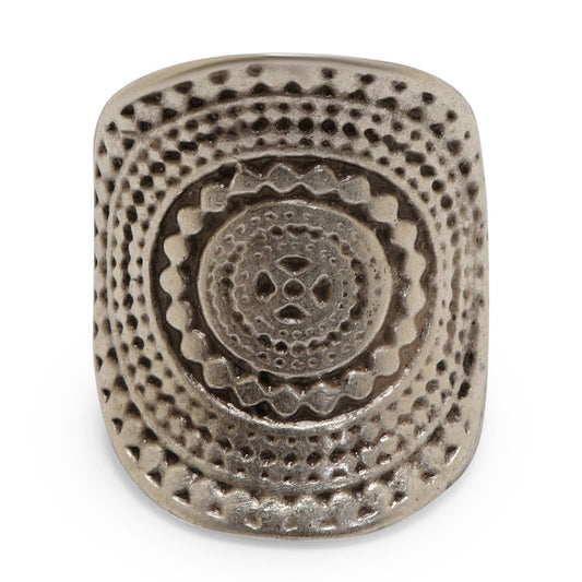 Handmade Boho Brass Ring In Silver Plated - ZRC-021