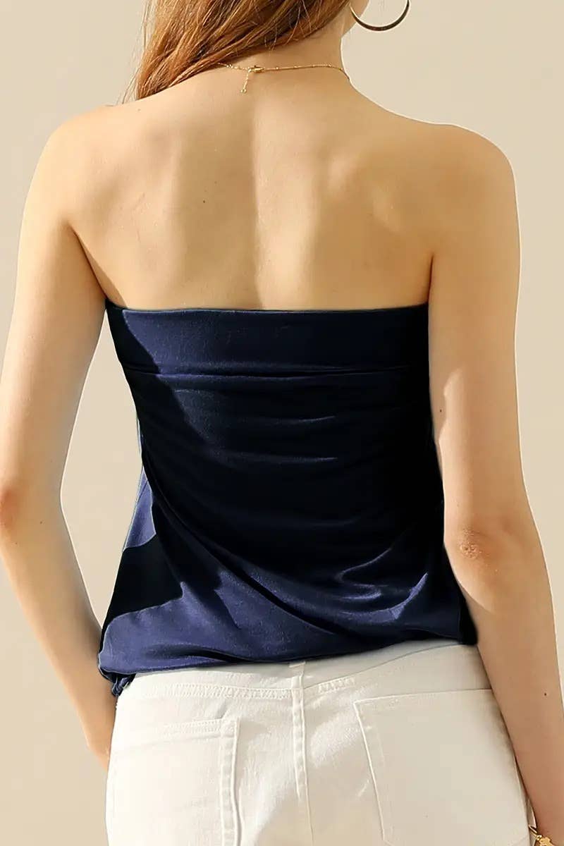Seamless Ribbed Bandeau Top for Layering: MUSTARD / (L) 1