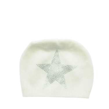 Big Star Crystal Hat: WHITE REAL FUR