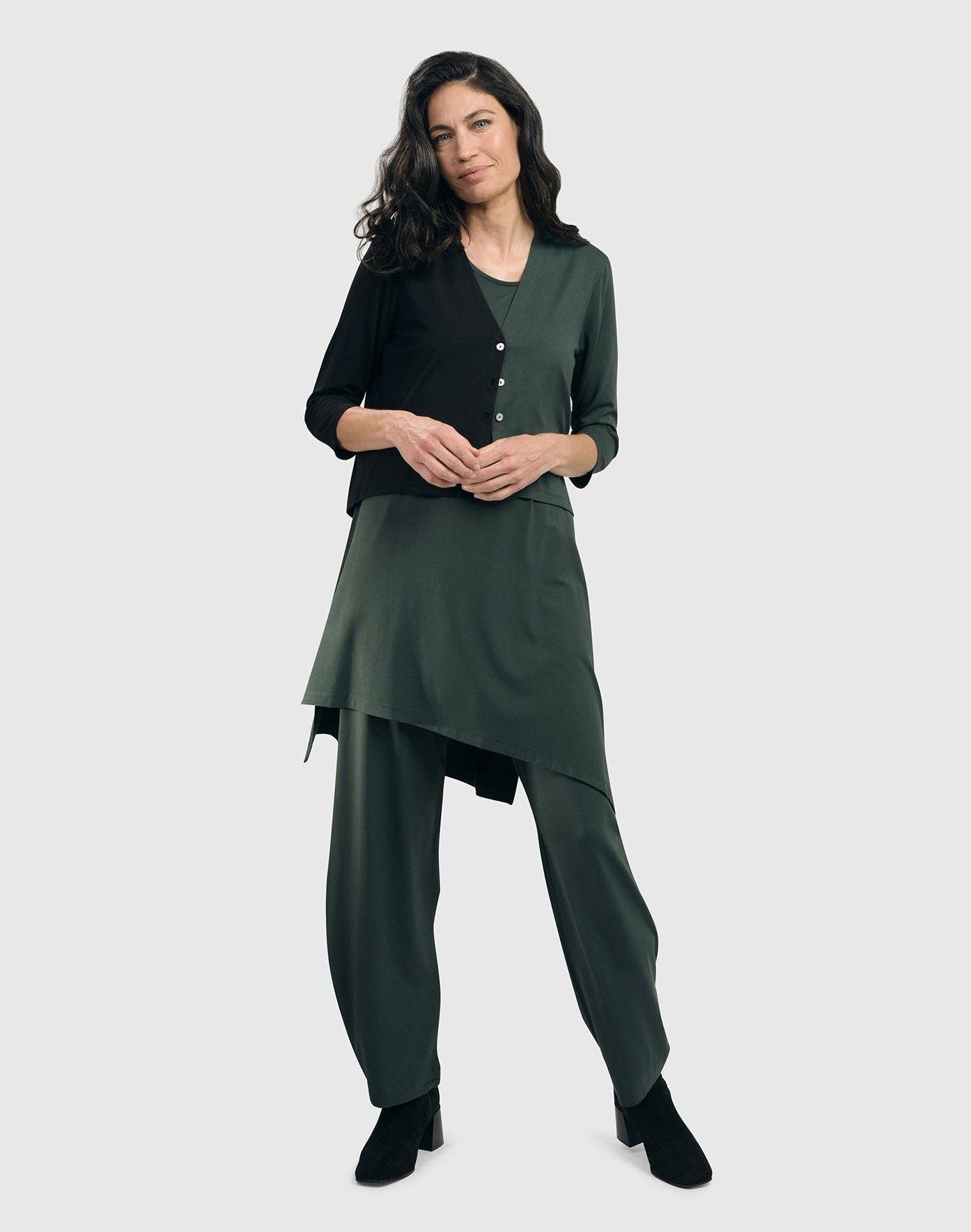 Essential 2-tone Crop Cardigan, Green: Green / 4 (US 12-14)