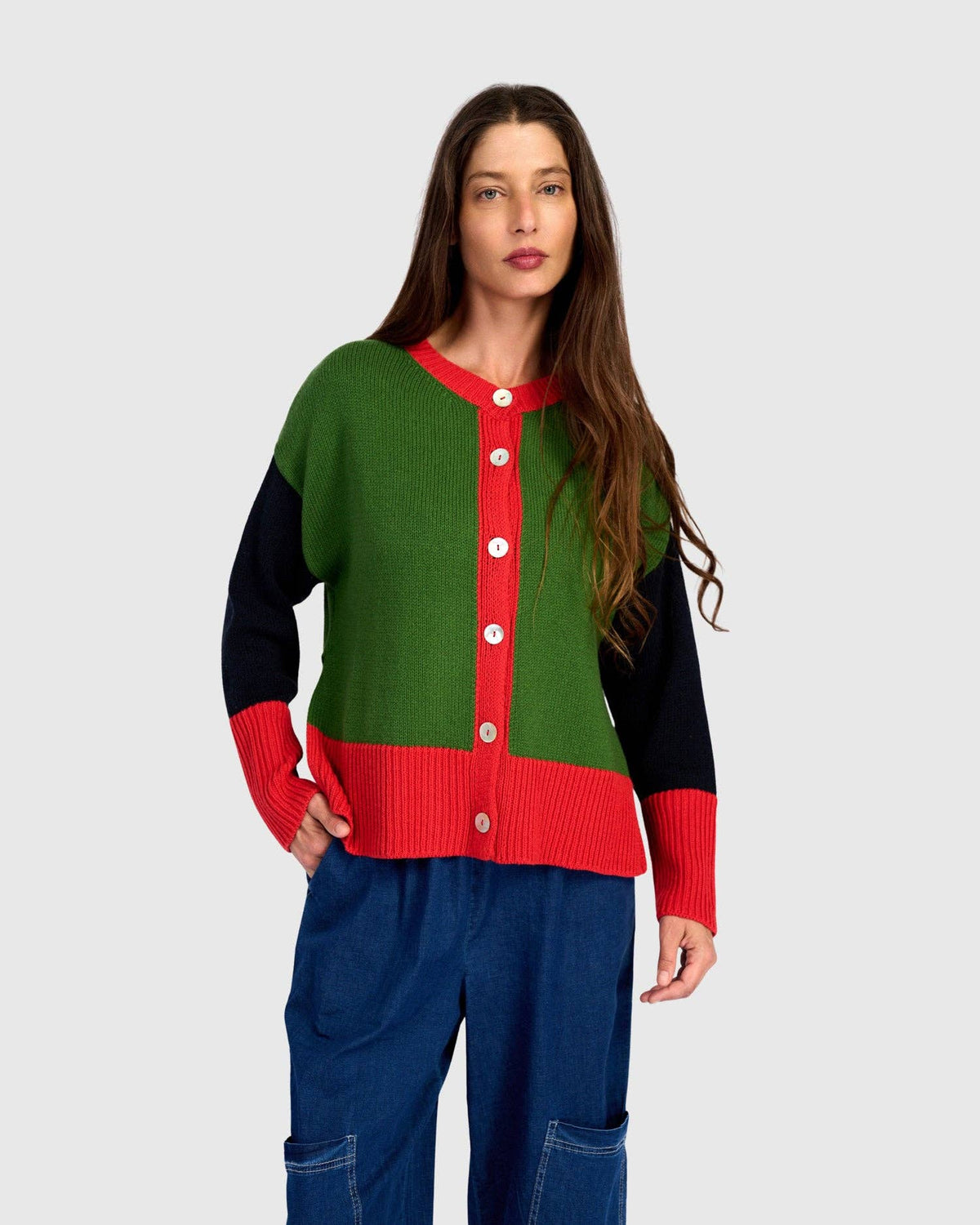 Marmalade Cardigan, Green/Red: Green / ONE SIZE