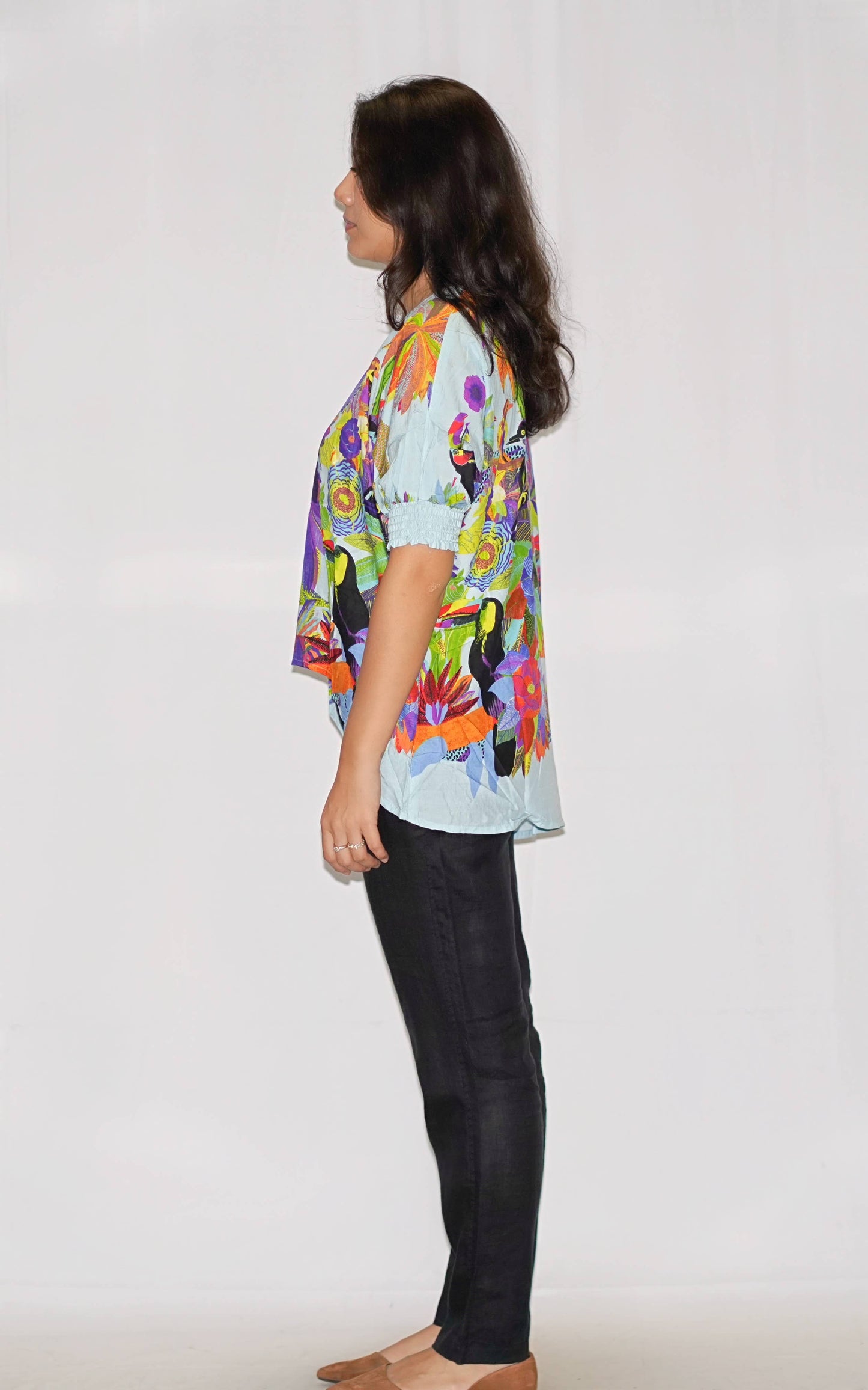 Tropical Print Blouse: M