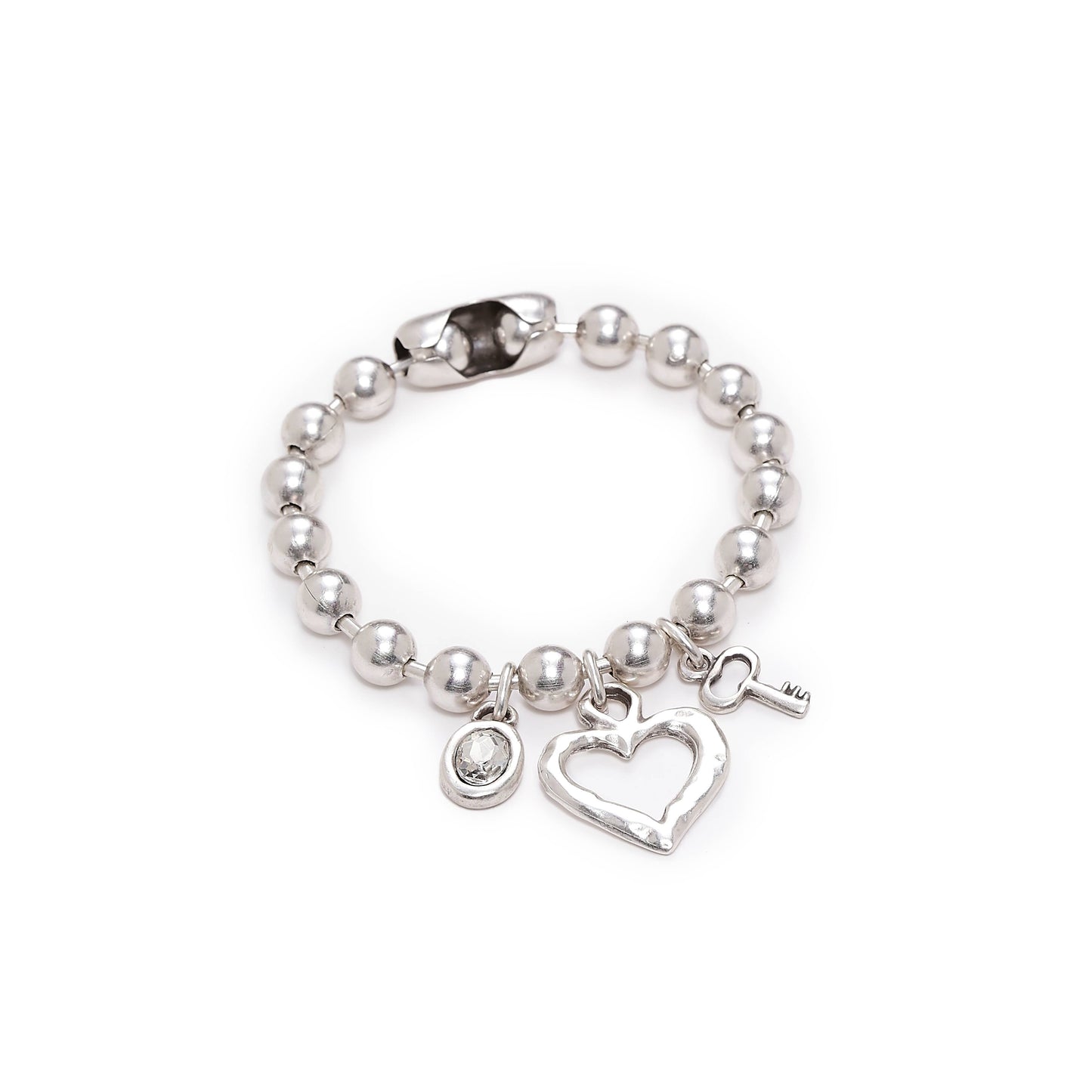 Handmade Brass Heart Bracelet With Crystal - 2943