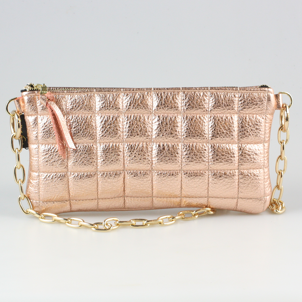 The QUILTED Sophia: Mango / Chain Shoulder Strap