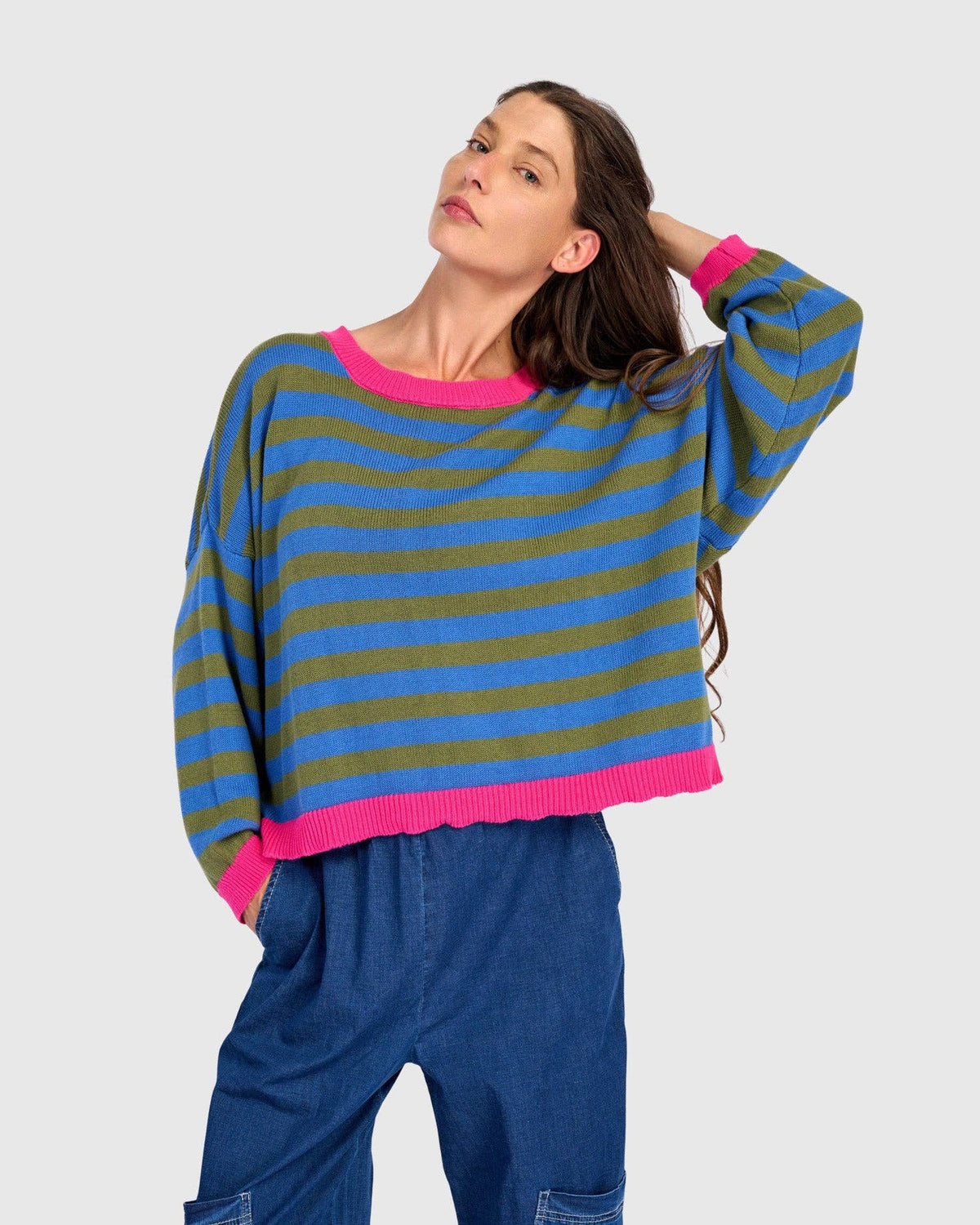 Lolly Stripe Sweater, Indigo: Indigo / ONE SIZE
