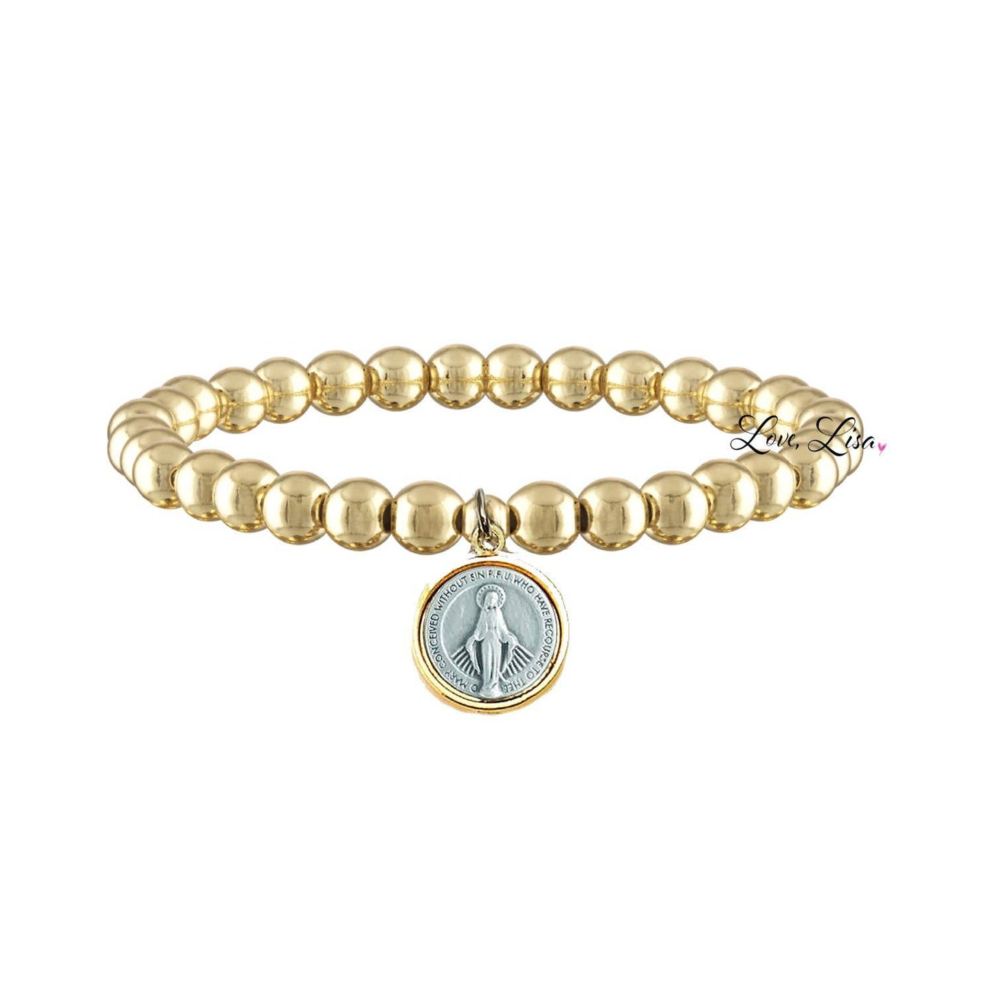 Catholic Medal Saint Stretch Bracelets  & Prayer Cards: Silver / St. Christopher