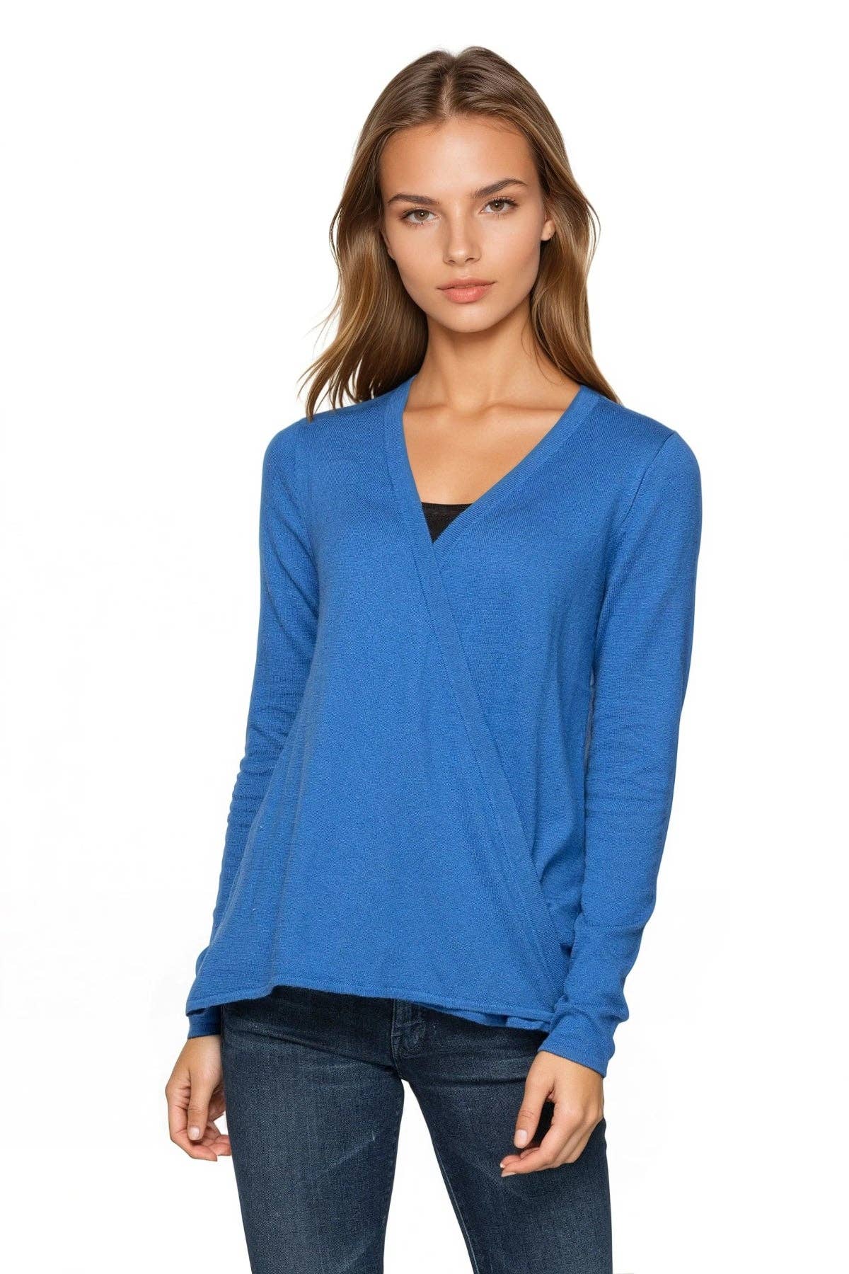 Effortless Silk Chiffon Panel Back Sweater Knit 2-Way Cardigan Wrap: Capri / S/M