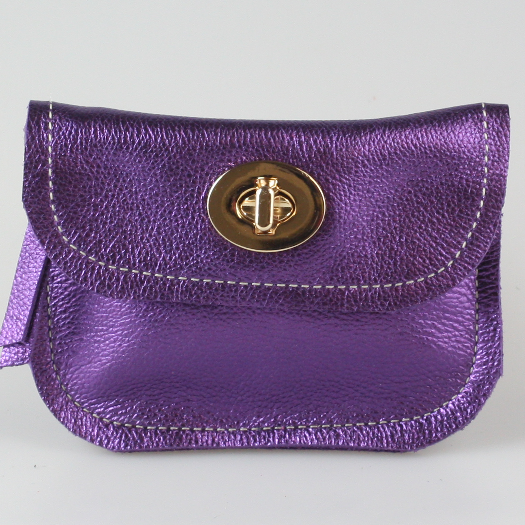 The Turnlock Metallic Leather Wallets: 3 sizes!: Silver / Hamilton: 8"x4.5"
