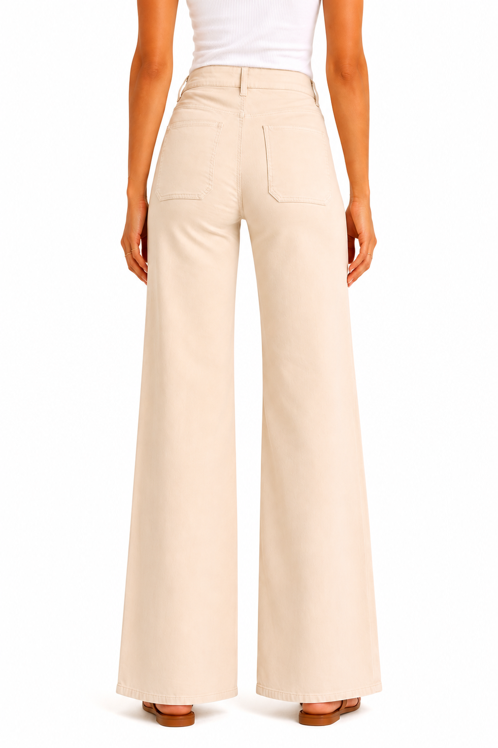 32" Luxe Wide Leg Jean w/ Patch Pockets in Ecru: 0/25