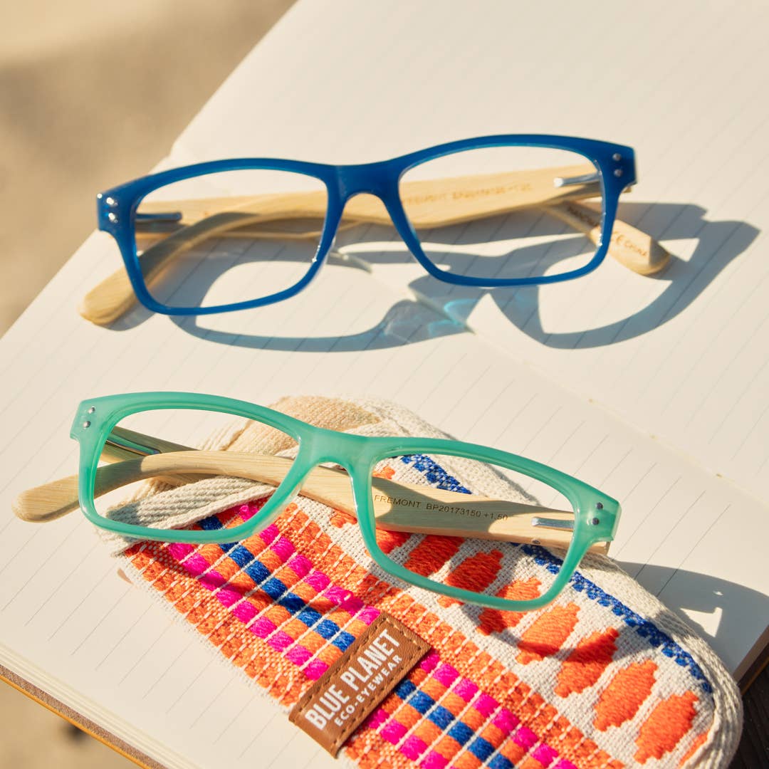 BP20174- Fremont Reader - Blue / Natural Bamboo / Blue Light: 3.00