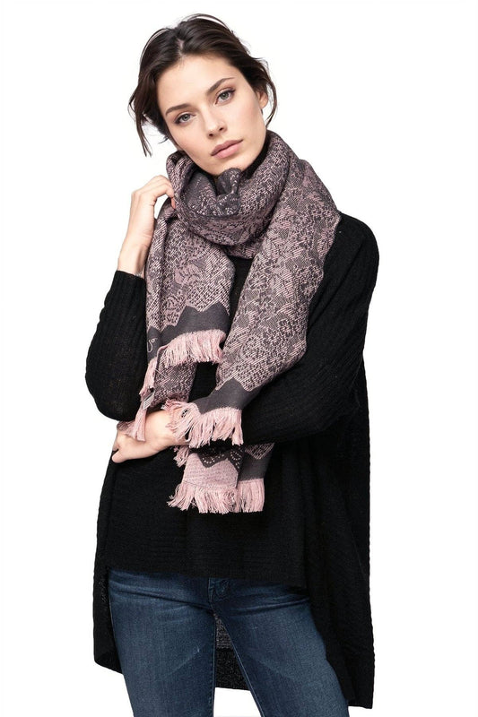 Snowflake Intarsia Blanket Wrap: Pink / One Size