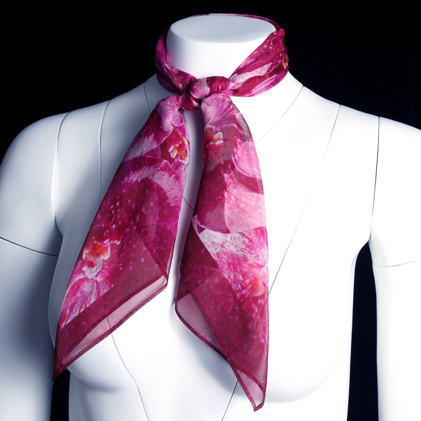 Silk 26 Inch Square Scarf - Orchids - Pink to Deep Magenta