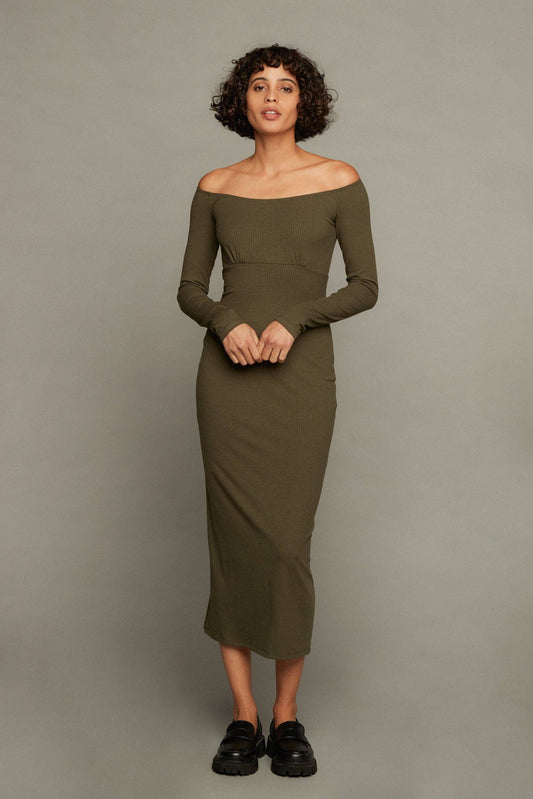 Desiree Off Shoulder Rib Dress - Sunday
