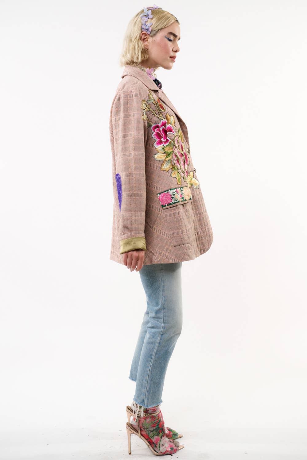Sudden Sensation Blazer | Pink Jacket | Embroidered Jacket: Pink Ash / S