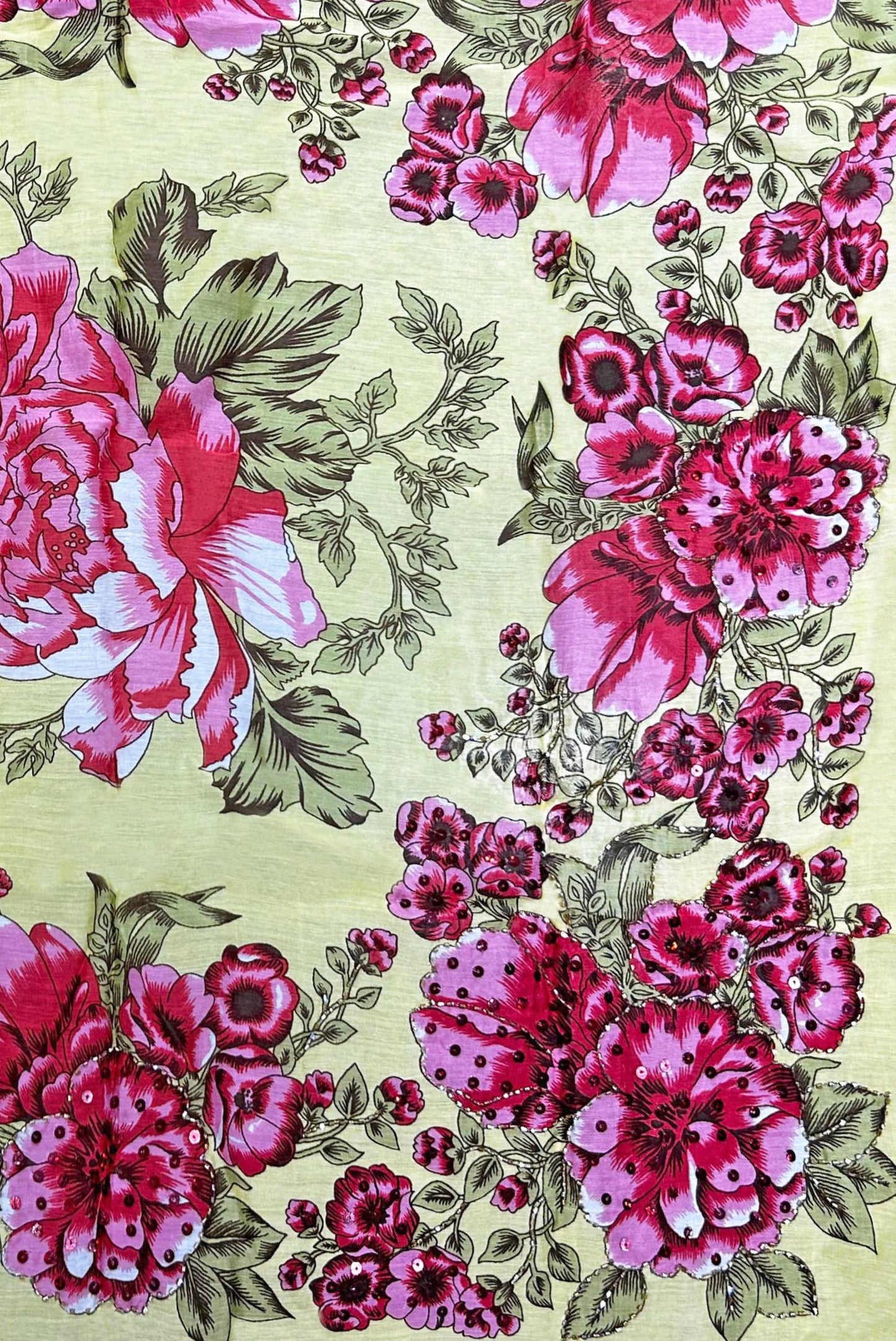 Beauty Hand Embellished Bandana Scarf: Yellow/red floral / One Size