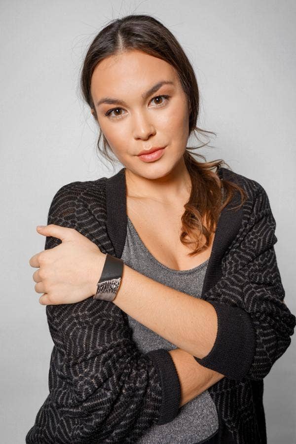 Leather Metal Statement Bracelet: Black gold
