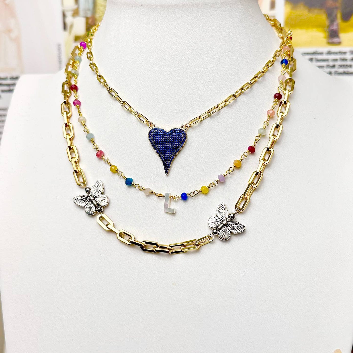 Aimee Paperclip Cubic Zirconia Heart Necklace : Gold/Silver / 16"