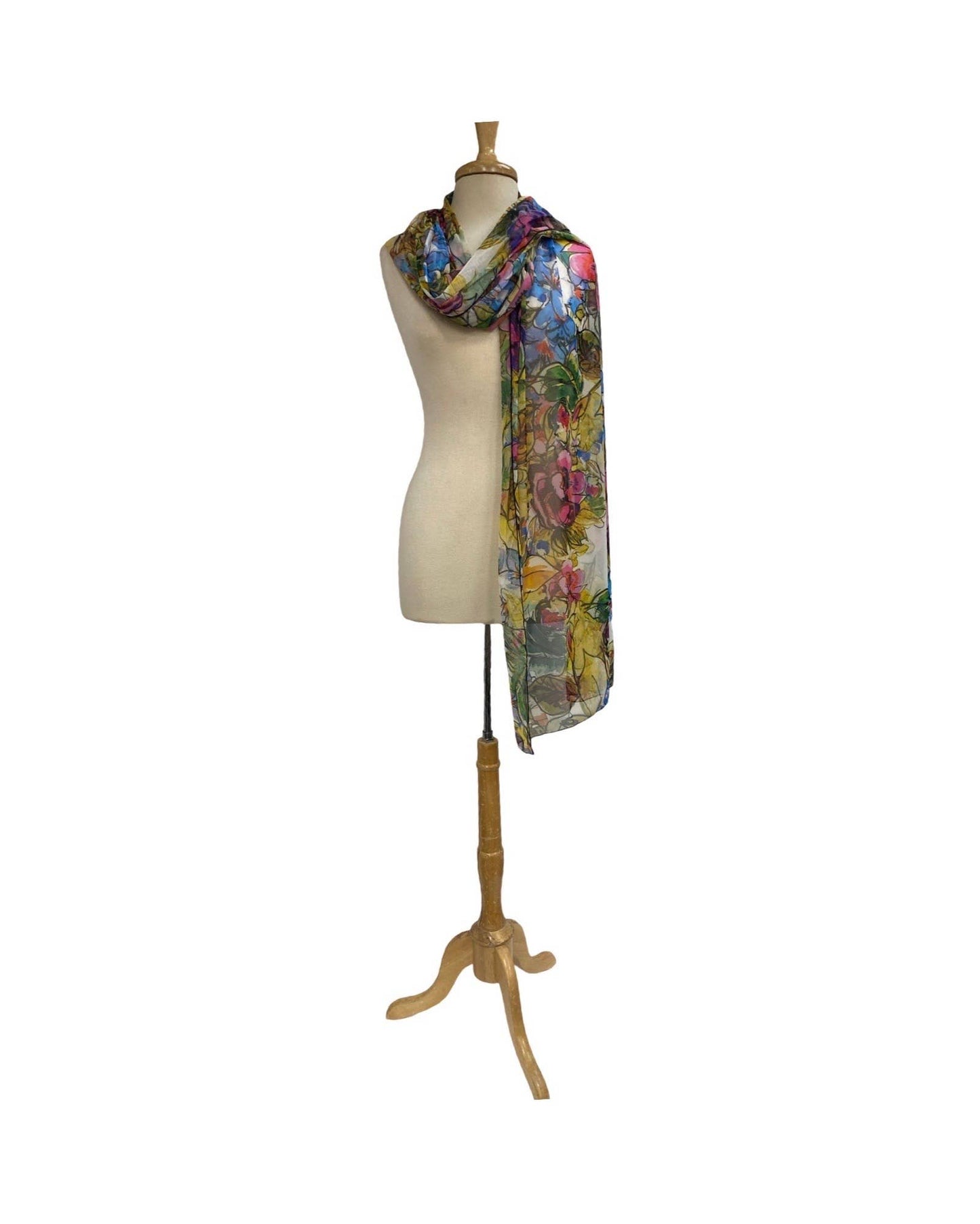 JADE Long & Wide Print Mesh Shawl Stole Wrap: OS
