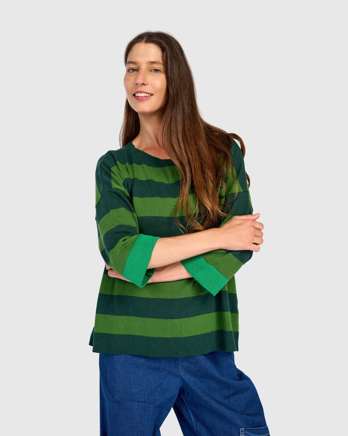 Skipper Stripe Sweater, Green: Green / ONE SIZE