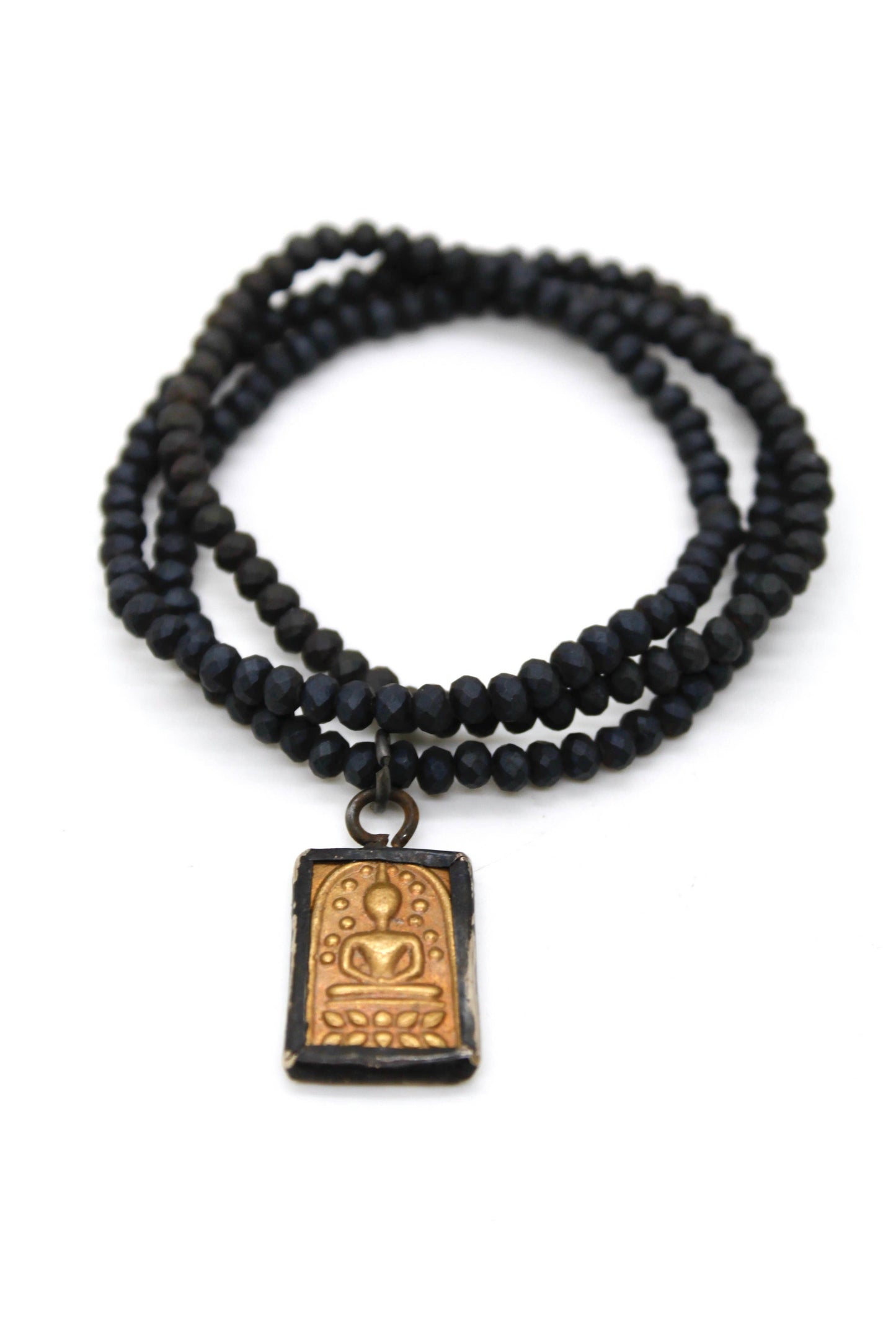 Matte Crystal Necklace with Small Buddha -Buddha Collection-: Option 1