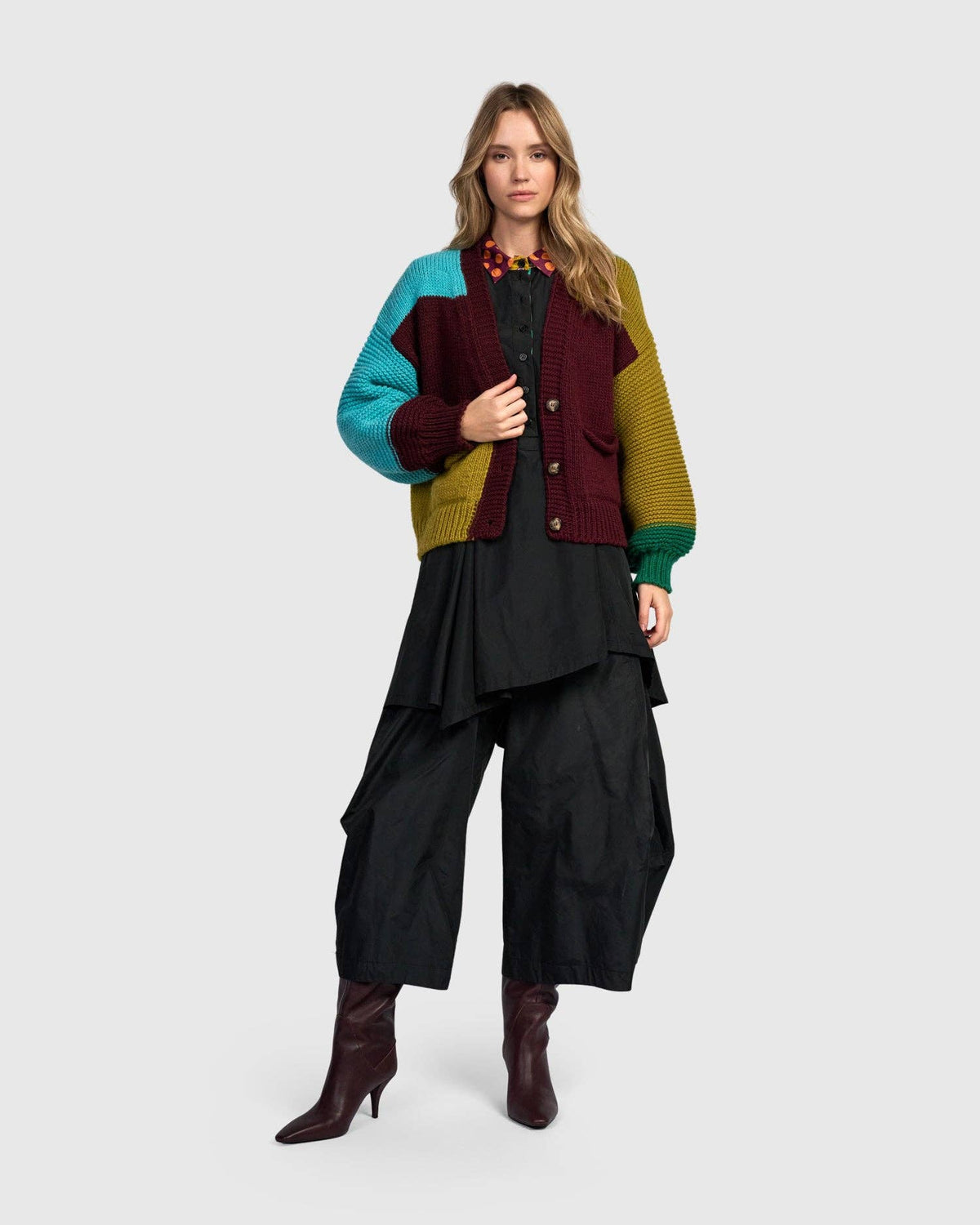 Carnival Chunky Cardigan, Primary Mix: Wine / S (US 8-12)
