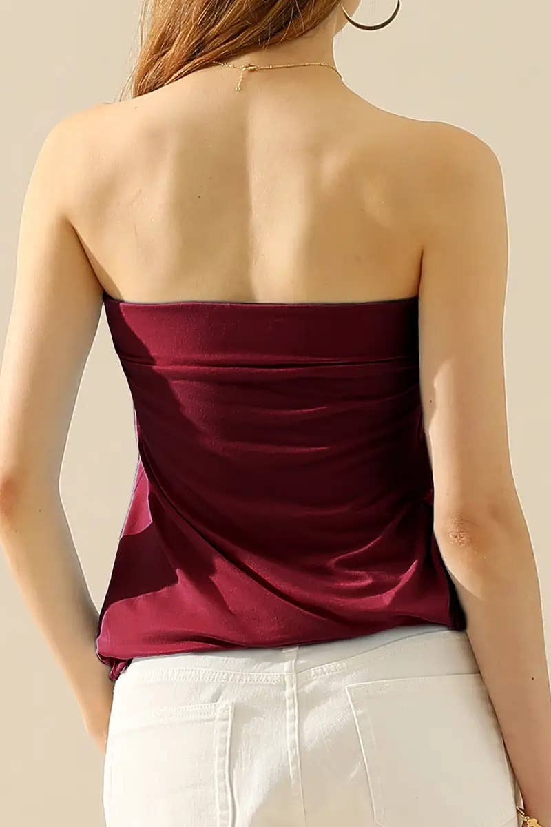 Seamless Ribbed Bandeau Top for Layering: MUSTARD / (L) 1