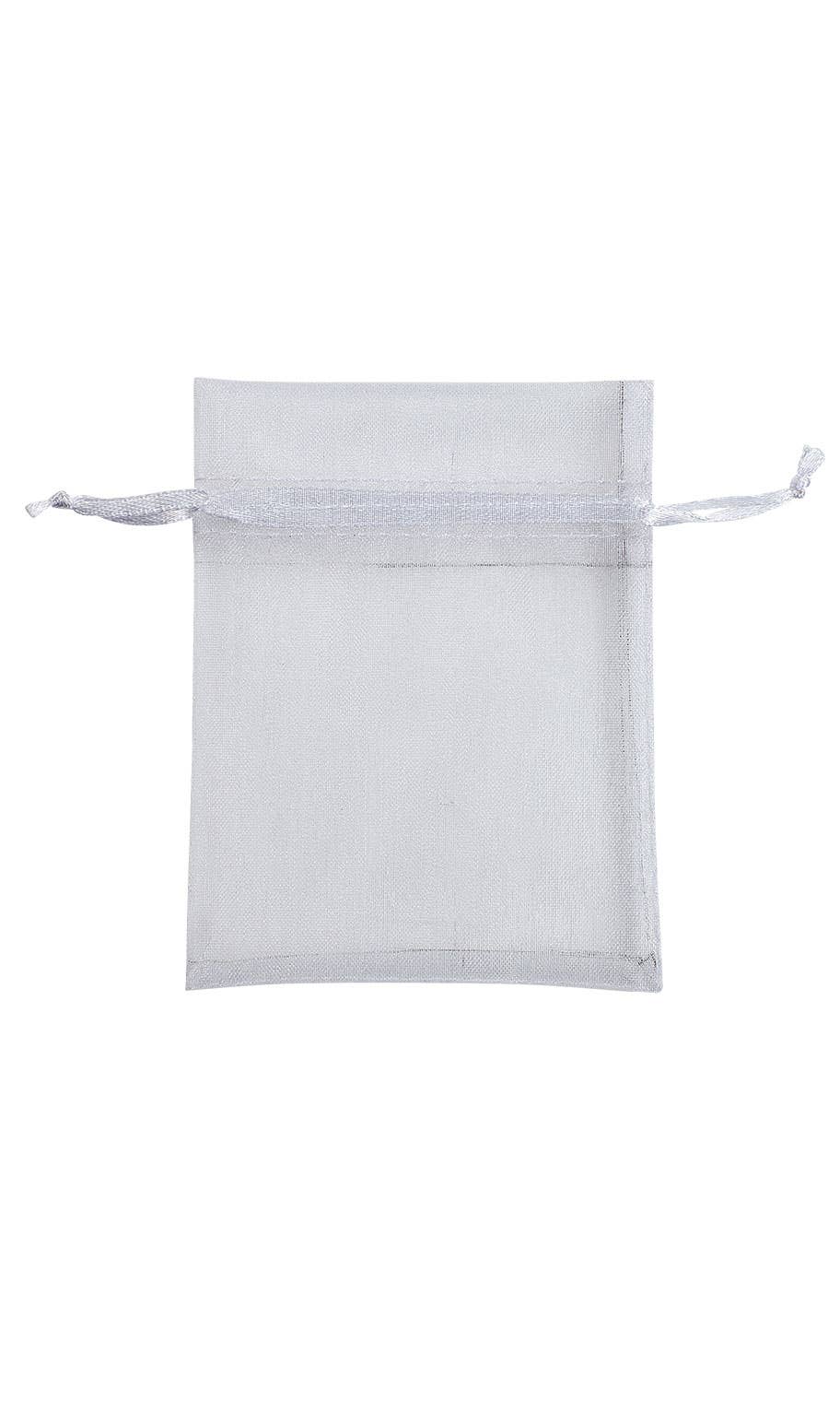 Organza Drawstring Pouch: White / Pack of 10 / 5" x 7"