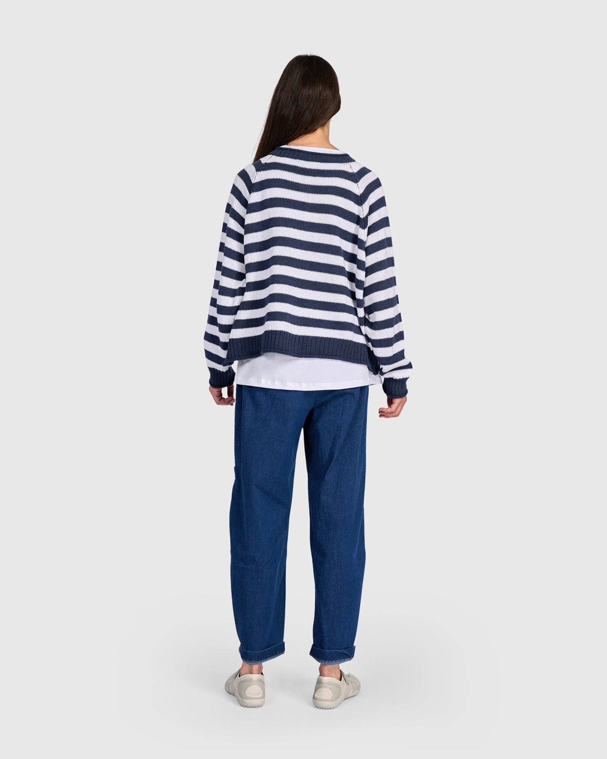 Sunny Stripe Cardigan, Navy/White: NAVY / ONE SIZE