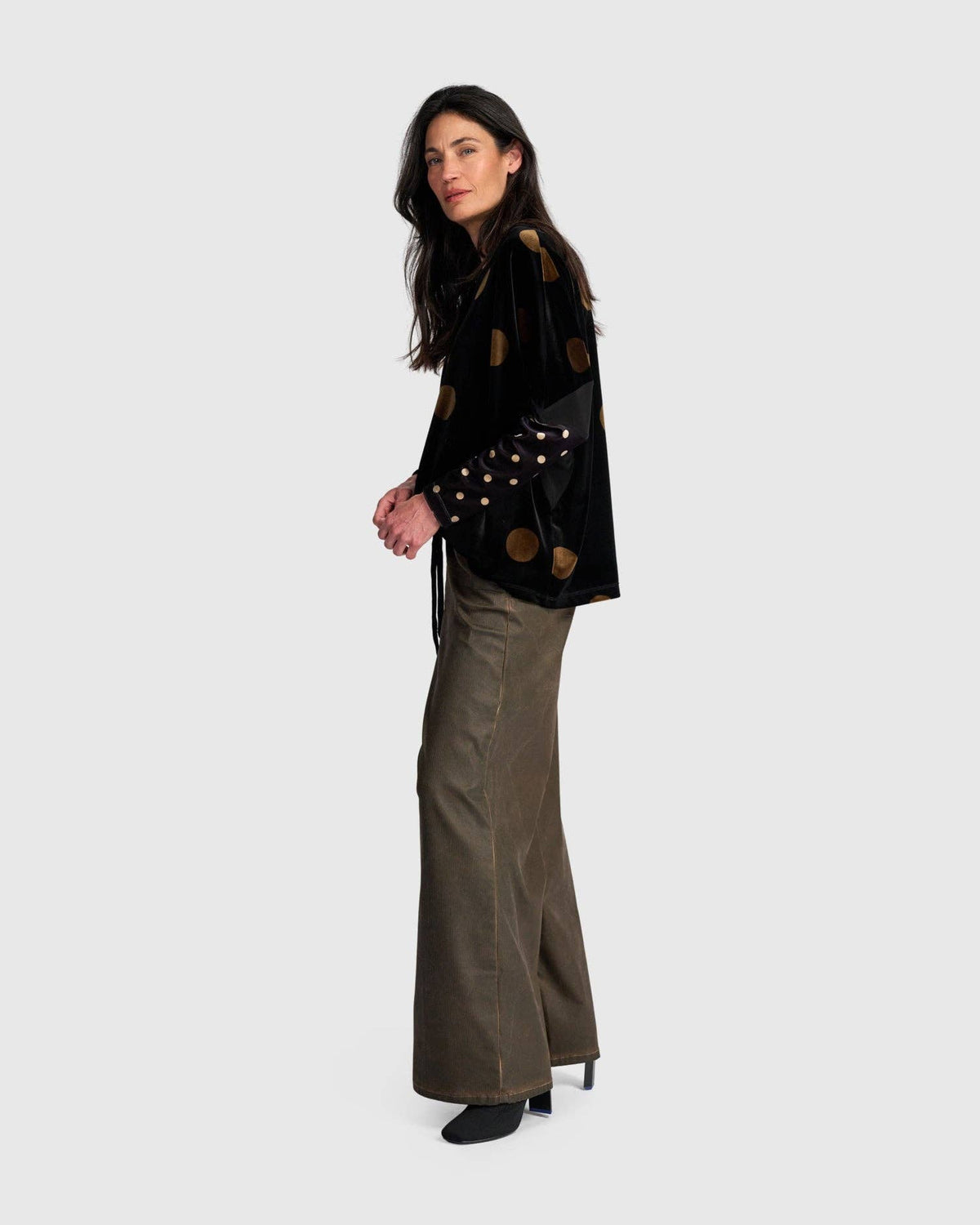 Everyday Velvet Curve Top, Black/Gold Dot: Eclipse / M (US 12-14)