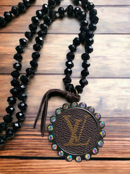 Glossy Black Upcycled Necklace