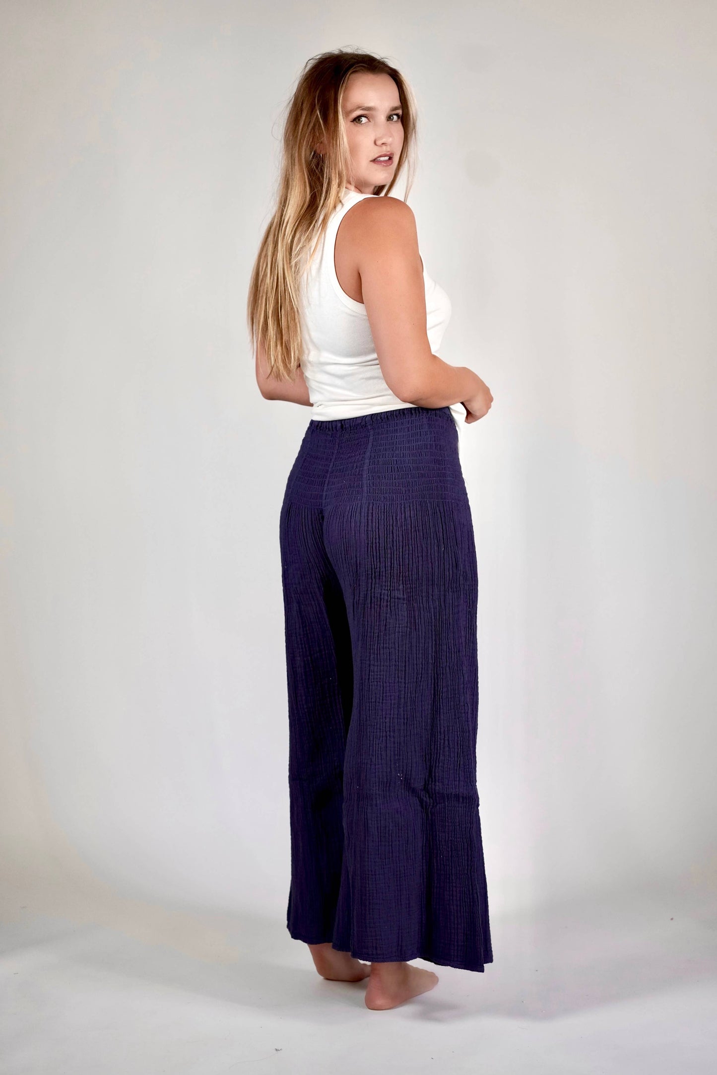Arpa Double Cotton Gauze Pants Navy: Navy / One Size