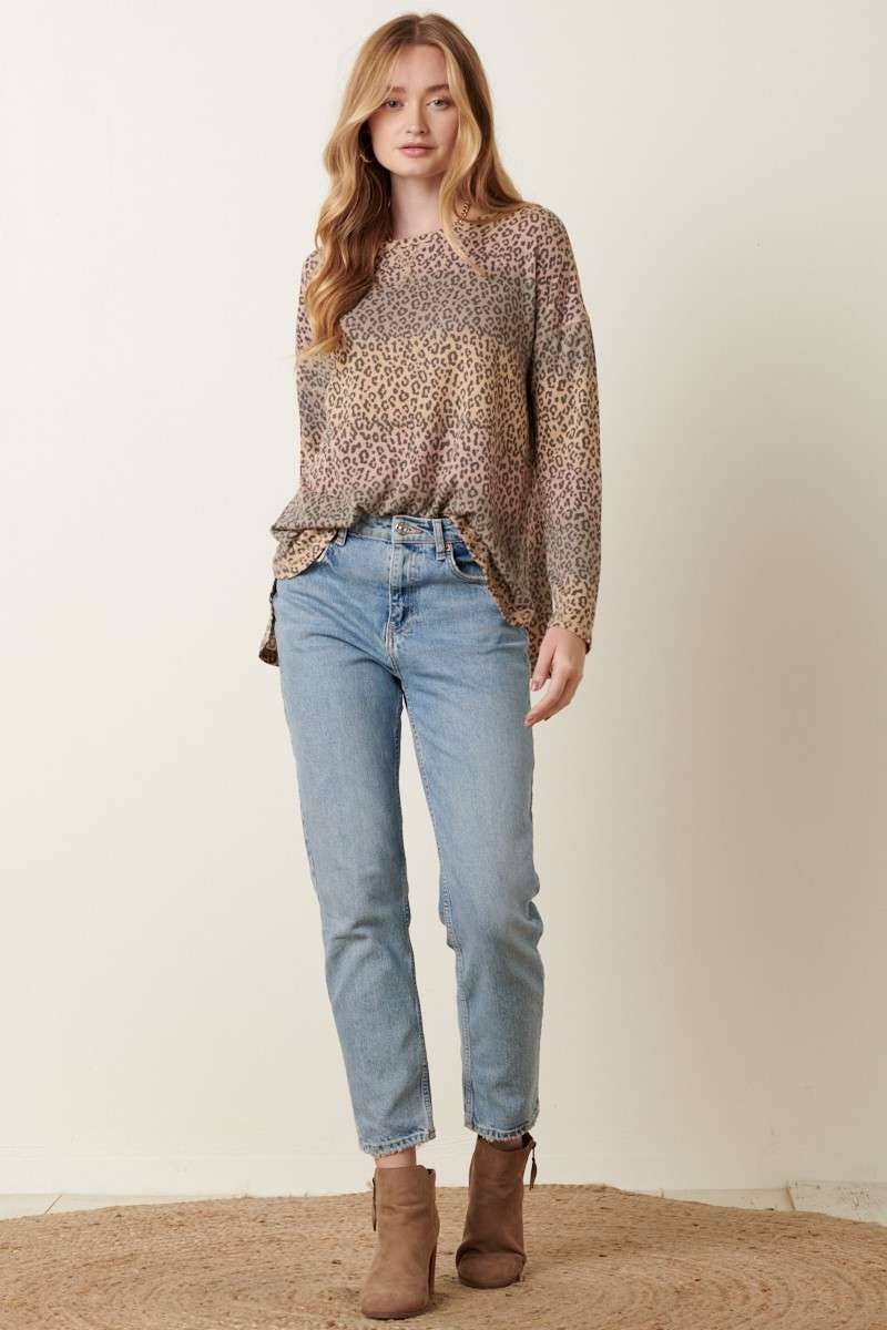 Leopard Ombre Dye Knit Top N13923