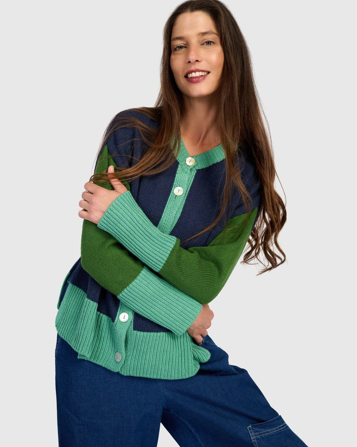 Marmalade Cardigan, Blue/Green: Midnight / ONE SIZE