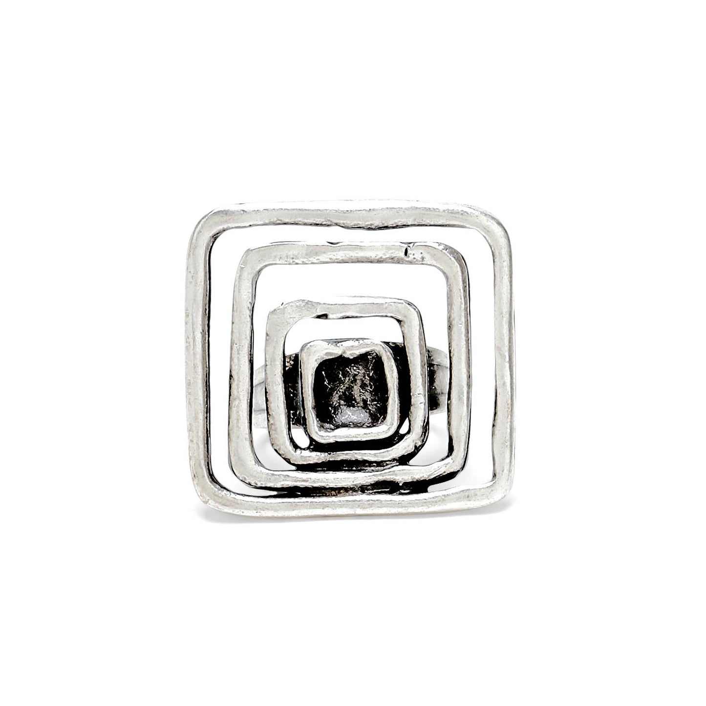 Handmade Square Spiral Pewter Rings - 24-408