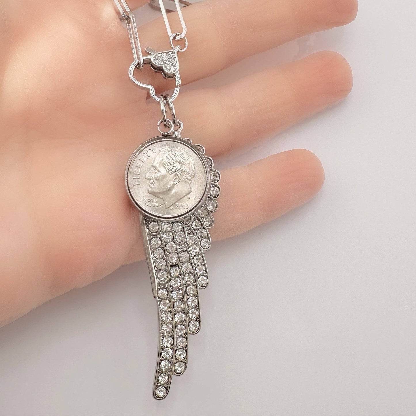 Celestial Guardian Wing Pendant: Silver