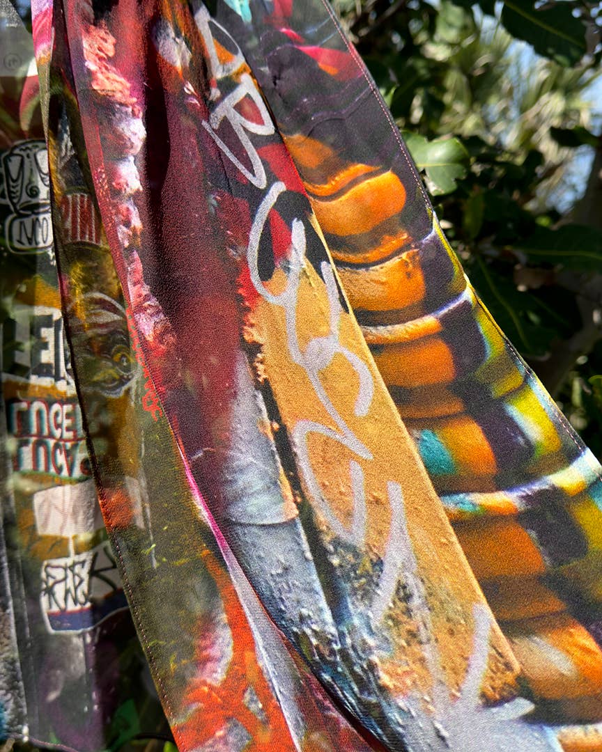 Babs Graffiti Print Silk Scarf