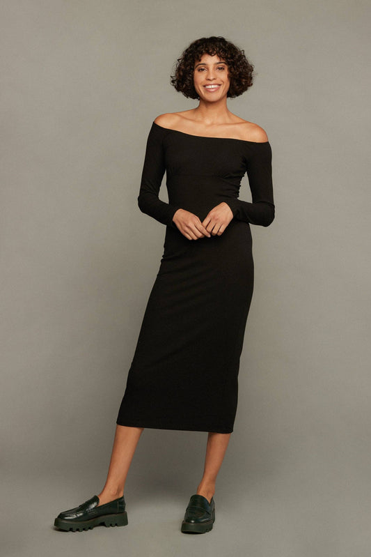 Desiree Off Shoulder Rib Dress - Sunday