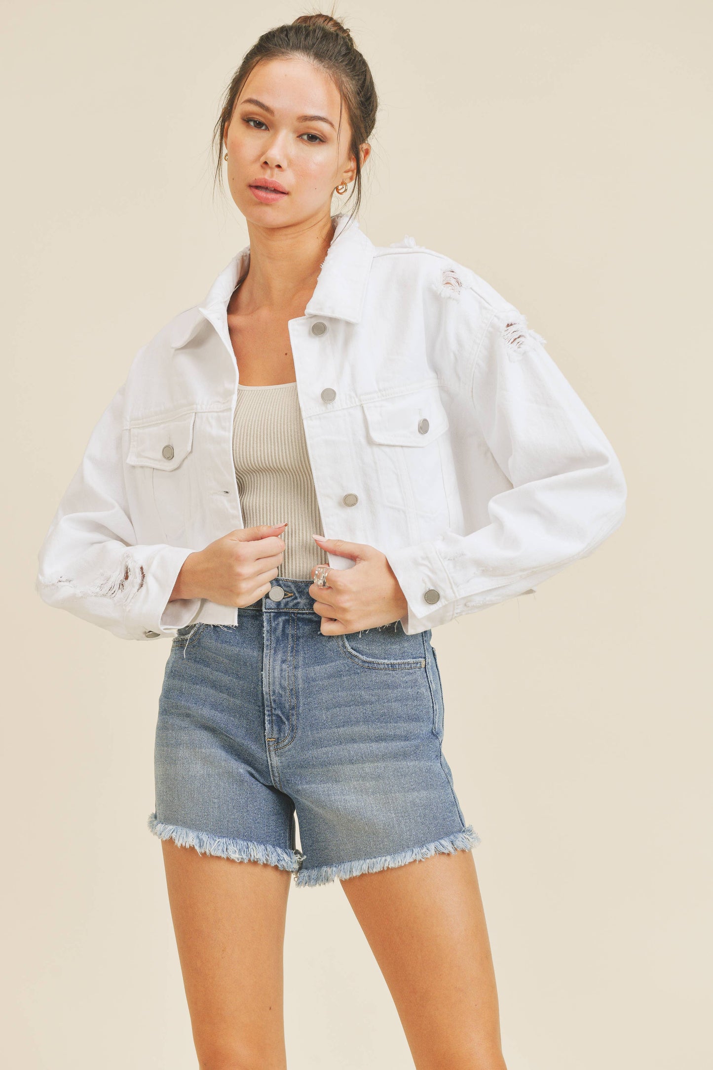 Cropped Distress Jacket DA630N