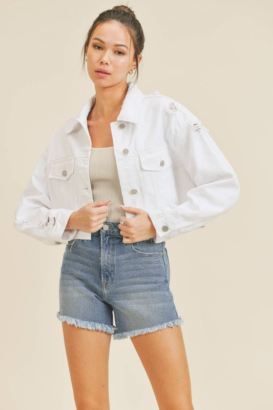 Cropped Distress Jacket DA630N