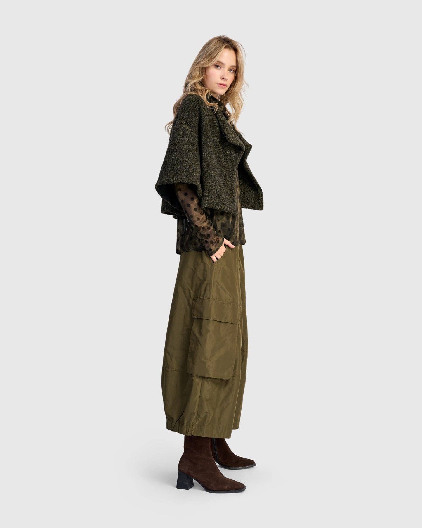 Urban Capulet Crop Jacket, Khaki: Khaki / S (US 8-12)