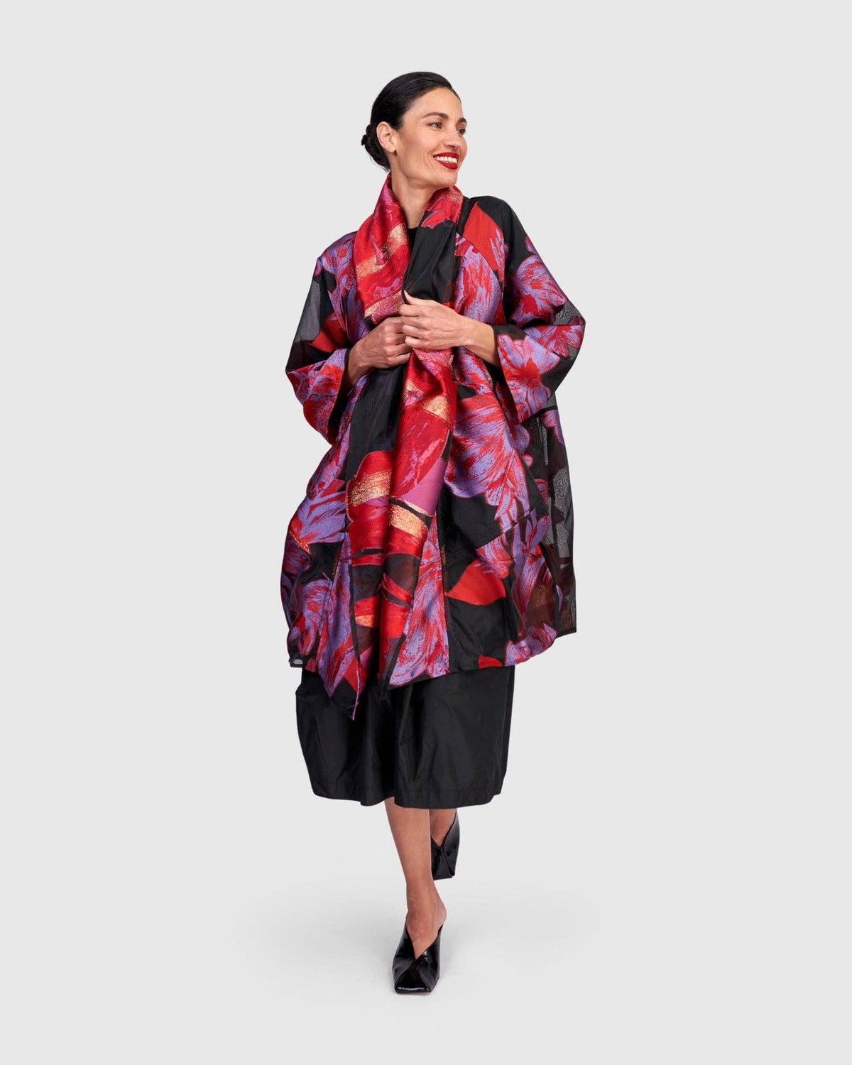 Yoru Cocoon Jacket, Red/Purple Floral: Tsarina / XL (US 18-20)