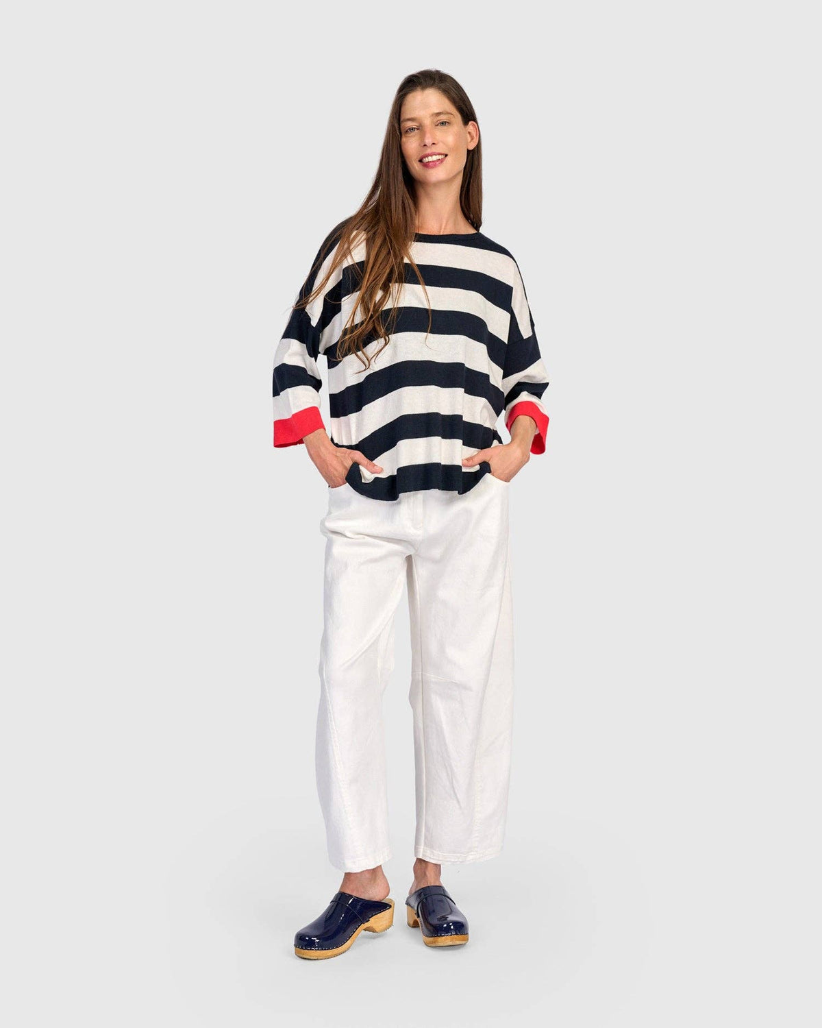 Jetty Striped Sweater, Red Trim: Red / ONE SIZE
