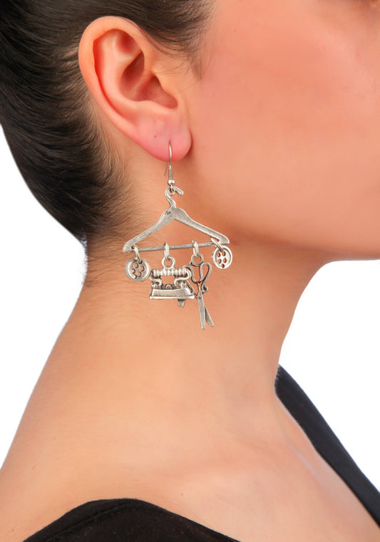 Vintage Silver Tailor Statement Earrings