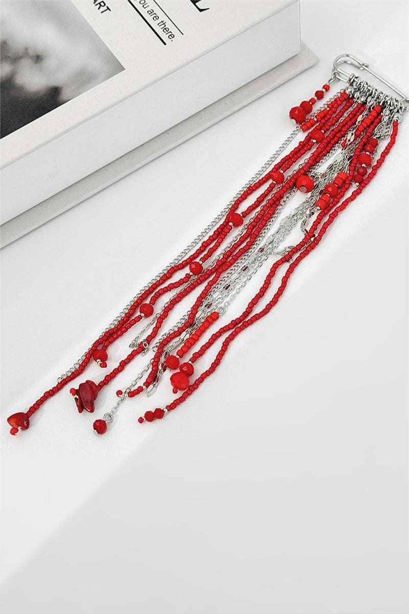 Elegant Multi-Layered Charm Brooch: RED / One Size
