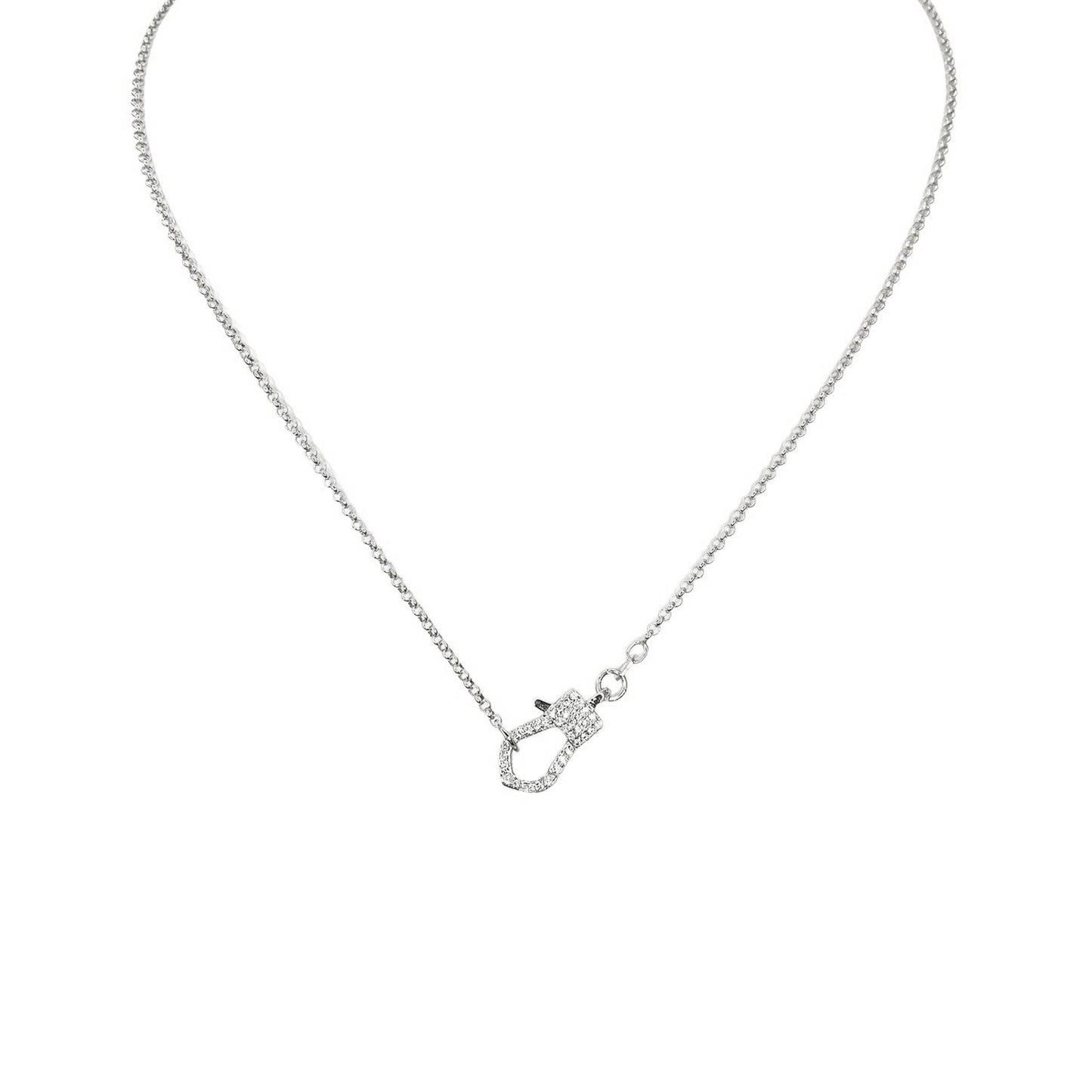 Rachael Mini Pave Clasp Necklace: Silver / 18"