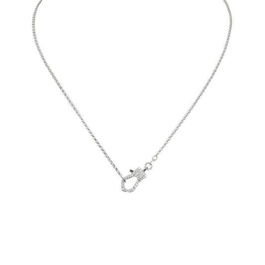 Rachael Mini Pave Clasp Necklace: Silver / 18"