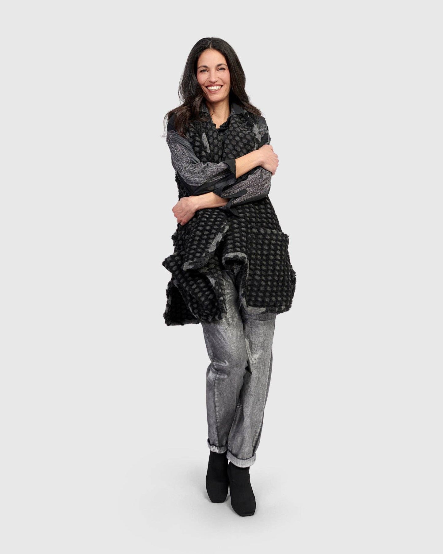 Ashen Cozy Draped Vest, Net: Net / S (US 8-12)