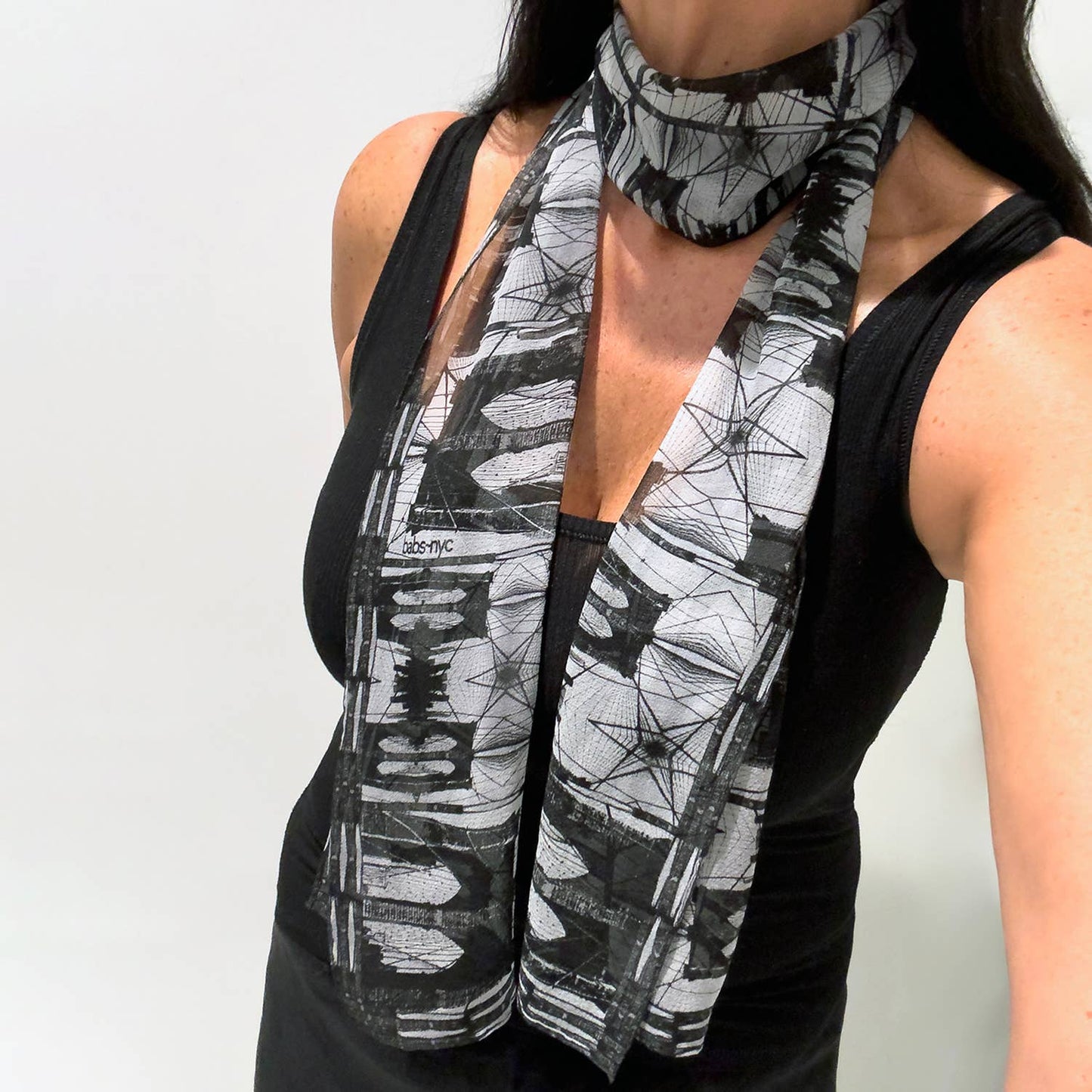 Babs Brooklyn Bridge Print Silk Georgette Scarf