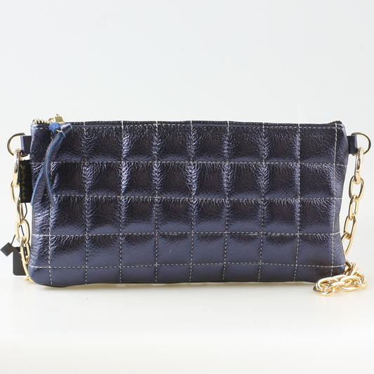 The QUILTED Sophia: Sapphire / Chain Shoulder Strap