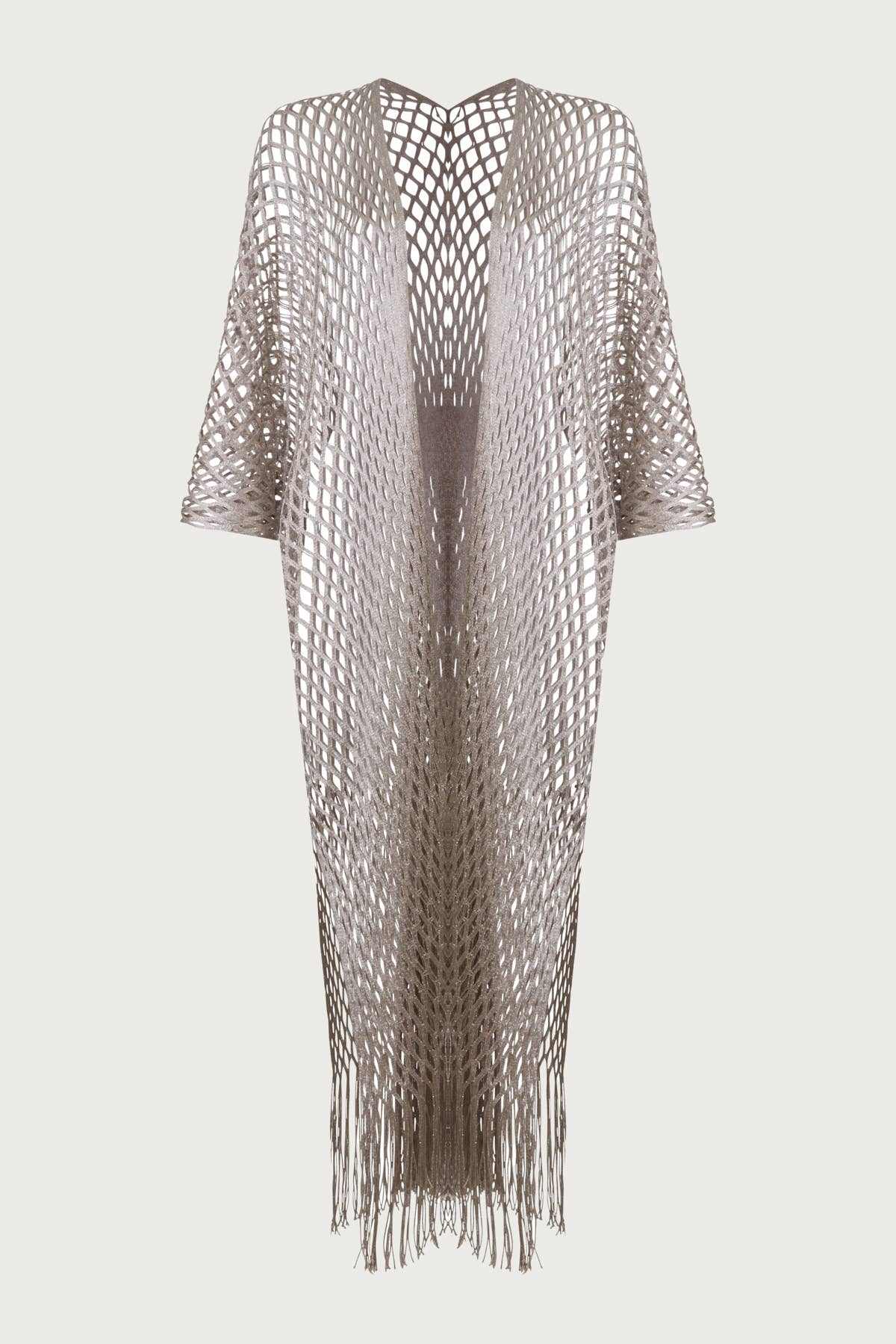 Metallic Fringe Kimono: Gold